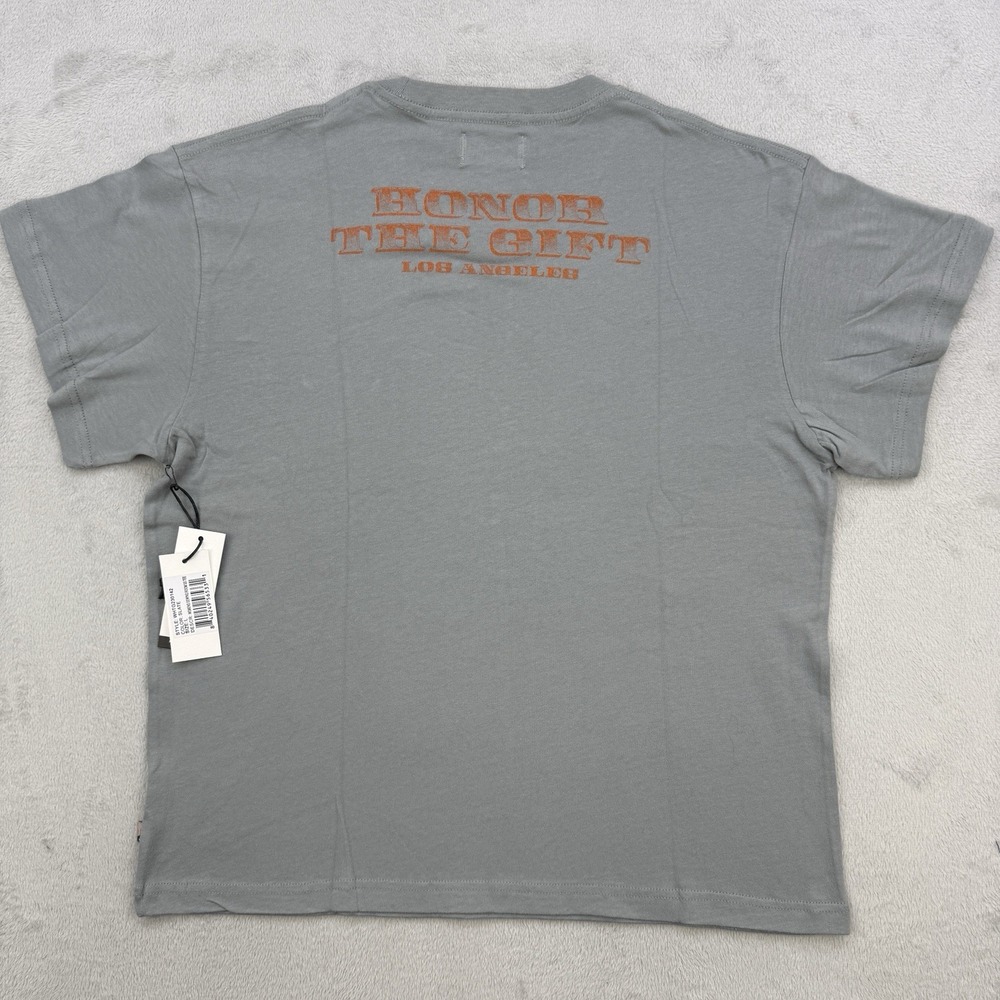 Honor The Gift Sewing Room Graphic T Shirt Womens Large Grey Orange Cotton - Picture 10 of 13